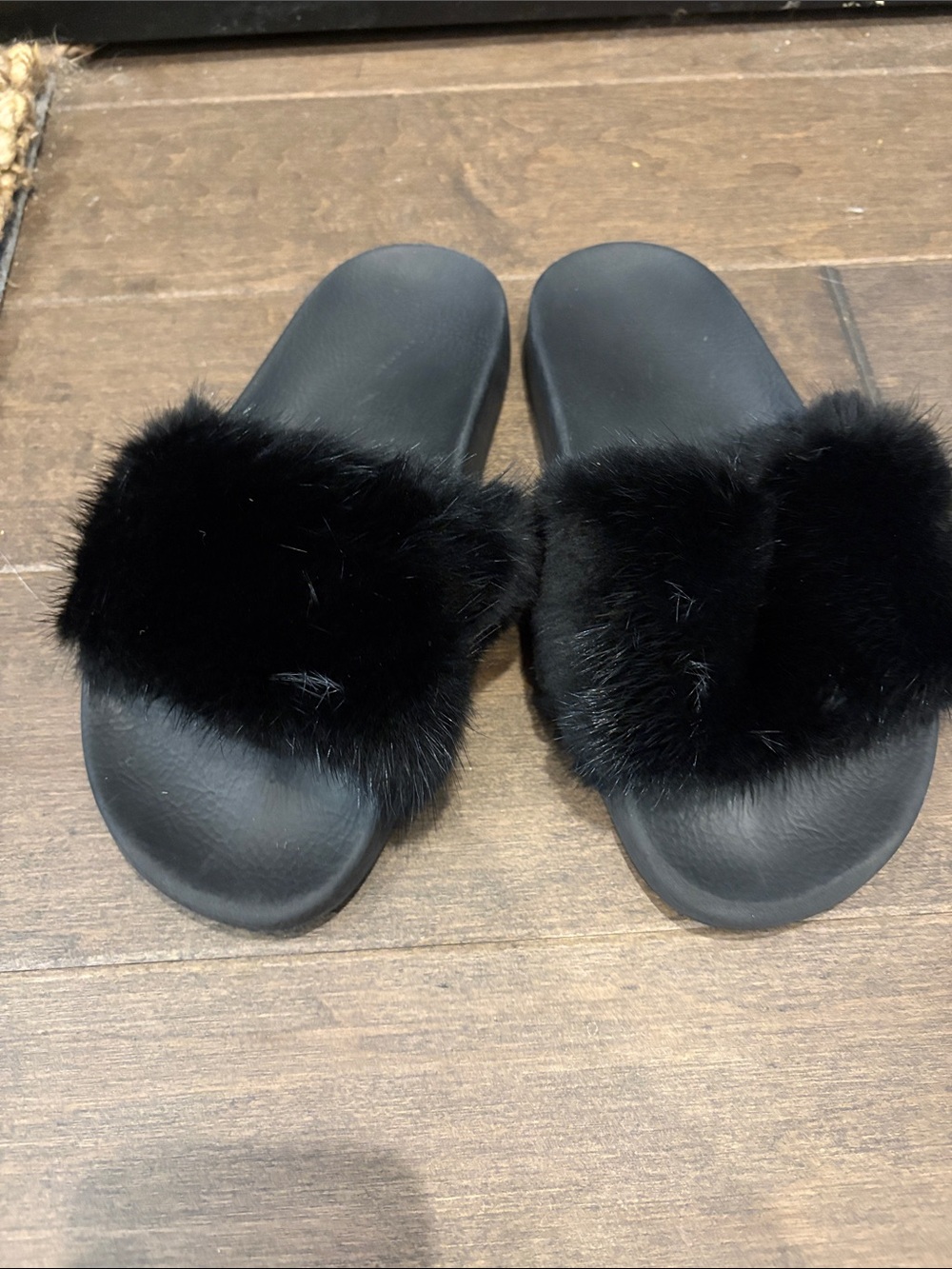 Givenchy Black mink Fur Slide Sandals